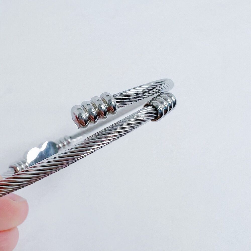 Heart Cable Letter E Initial Bracelet Silver Adju… - image 3